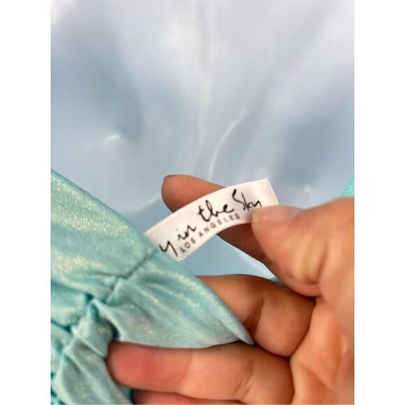 Vintage 90s Lucy in the Sky Sleeveless Ruched Bodycon Dress Light Blue Medium - Picture 6 of 9